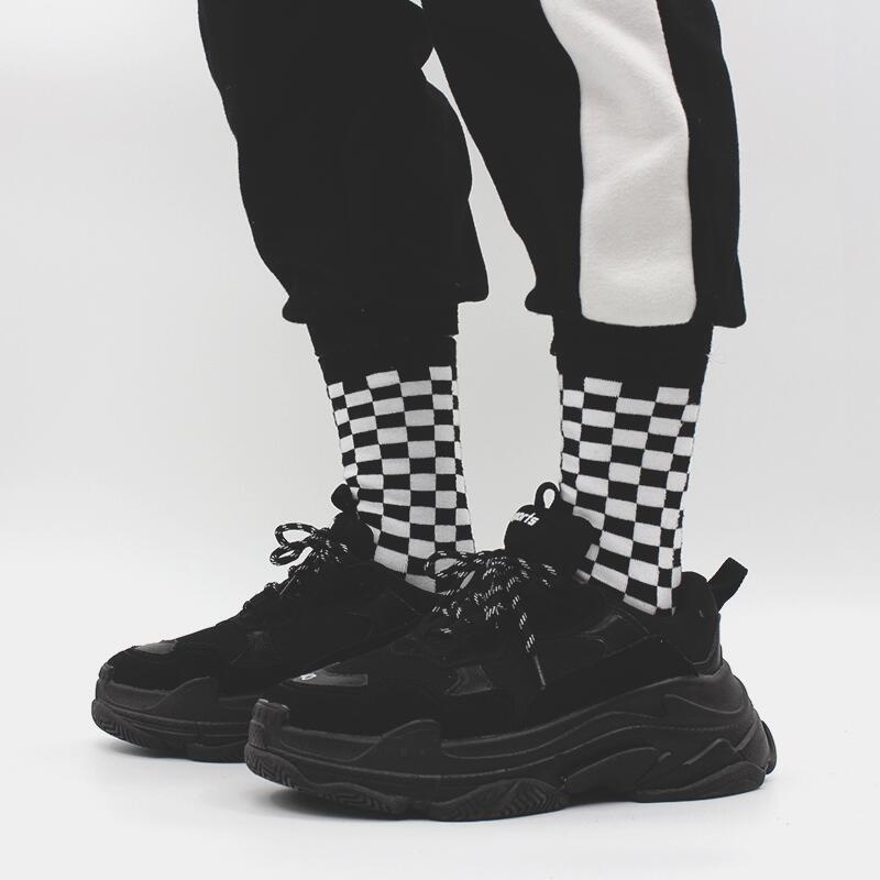 Black And White Checkerboard Socks