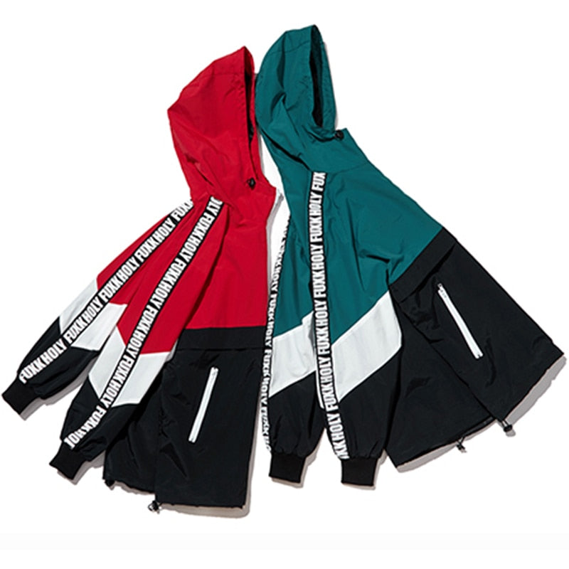 Patchwork Color Hooded Pullover
