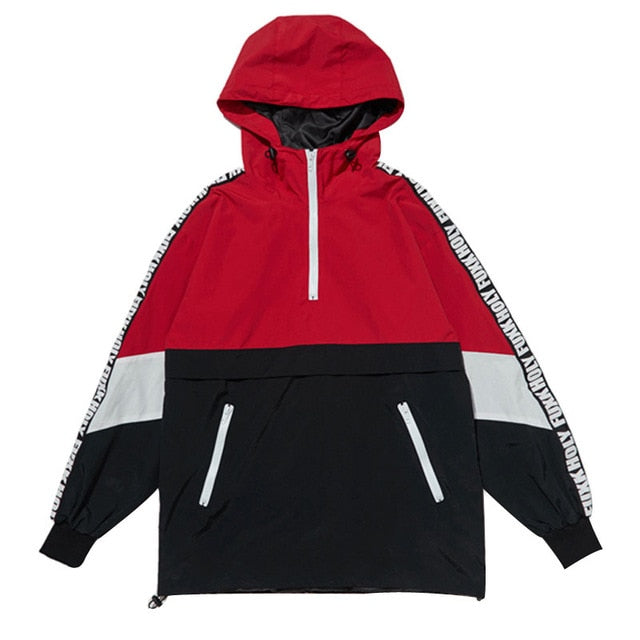 Patchwork Color Hooded Pullover