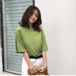 Ladies Solid Colors Cotton Oversize T Shirt