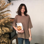 Ladies Solid Colors Cotton Oversize T Shirt