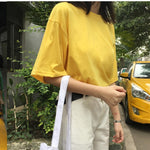 Ladies Solid Colors Cotton Oversize T Shirt