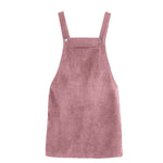 Women Casual Sleeveless Pocket Retro Corduroy Dress