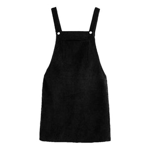 Women Casual Sleeveless Pocket Retro Corduroy Dress