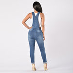 Denim Jumpsuit Ripped Holes Casual Jeans