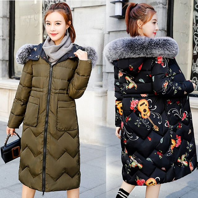 Both Sides Wearable Fur Hooded Long Coat