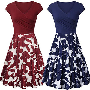 Elegant Short Sleeve Cross  Dress 2 Colors