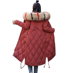 Colorful Fur Hooded Womens Long Jackets