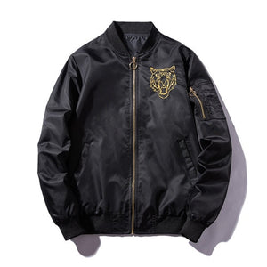 Embroidery Golden & white Tiger Bomber Jacket