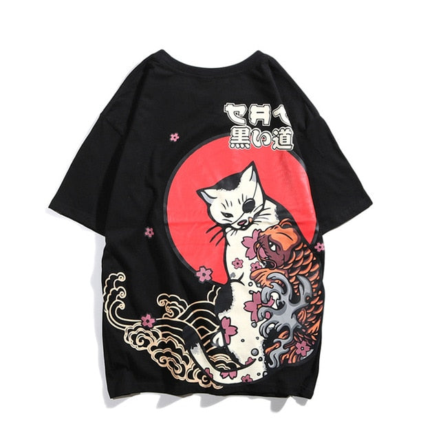 Ukiyo E Cat Printed T-shirt
