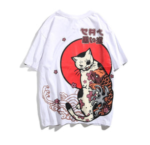 Ukiyo E Cat Printed T-shirt