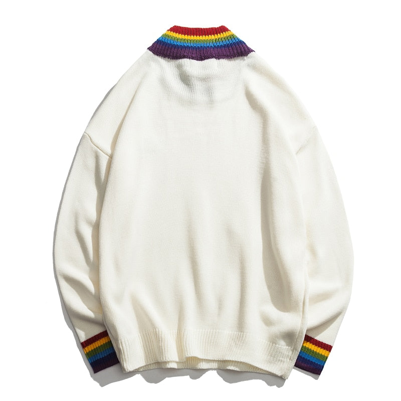 Rainbow Collar Pullover Sweater