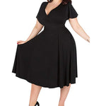 Elegant Plus Size Short Sleeve V-Neck Party Sundress