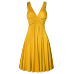 V-neck Retro Sling Pleated Slim Flare Party Sundress