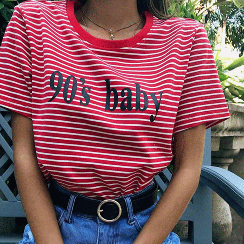 Vintage 90'S Baby Stripped T Shirt